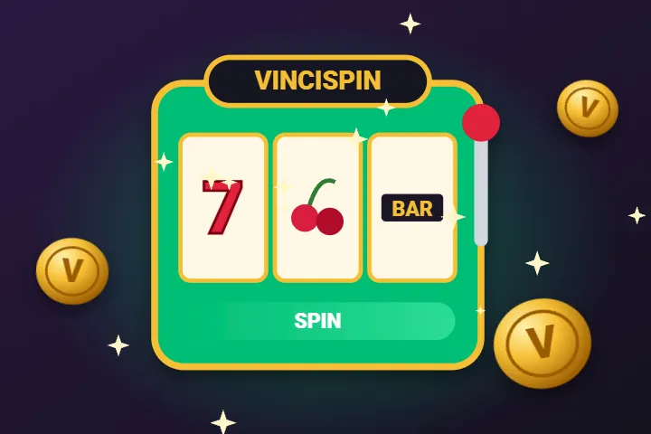 Sloty demo w VinciSpin casino VinciSpin casino – zielony automat VINCISPIN z siódemką, wisienką i BAR oraz złote monety V
